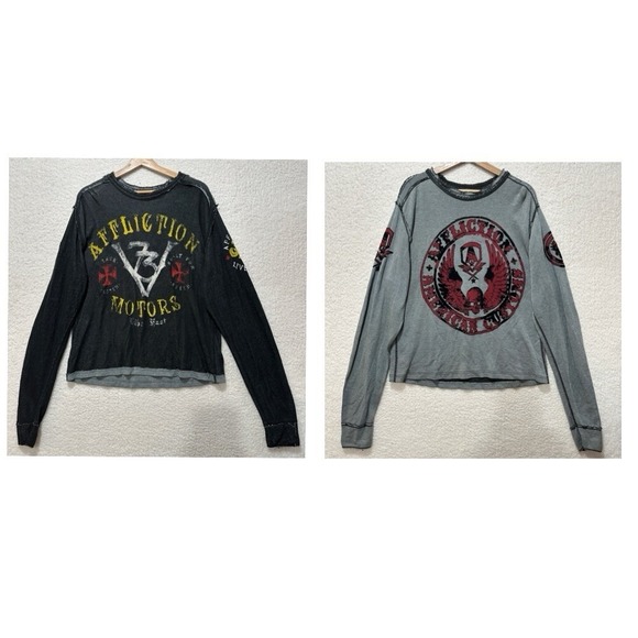 Affliction Reversible Y2K Multicolor 2000's Pullover Sweater Streetwear Size XL‎